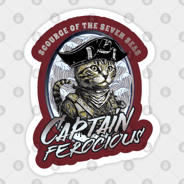 Captain Ferocious Pirate Kitty Sticker by Bootylicious